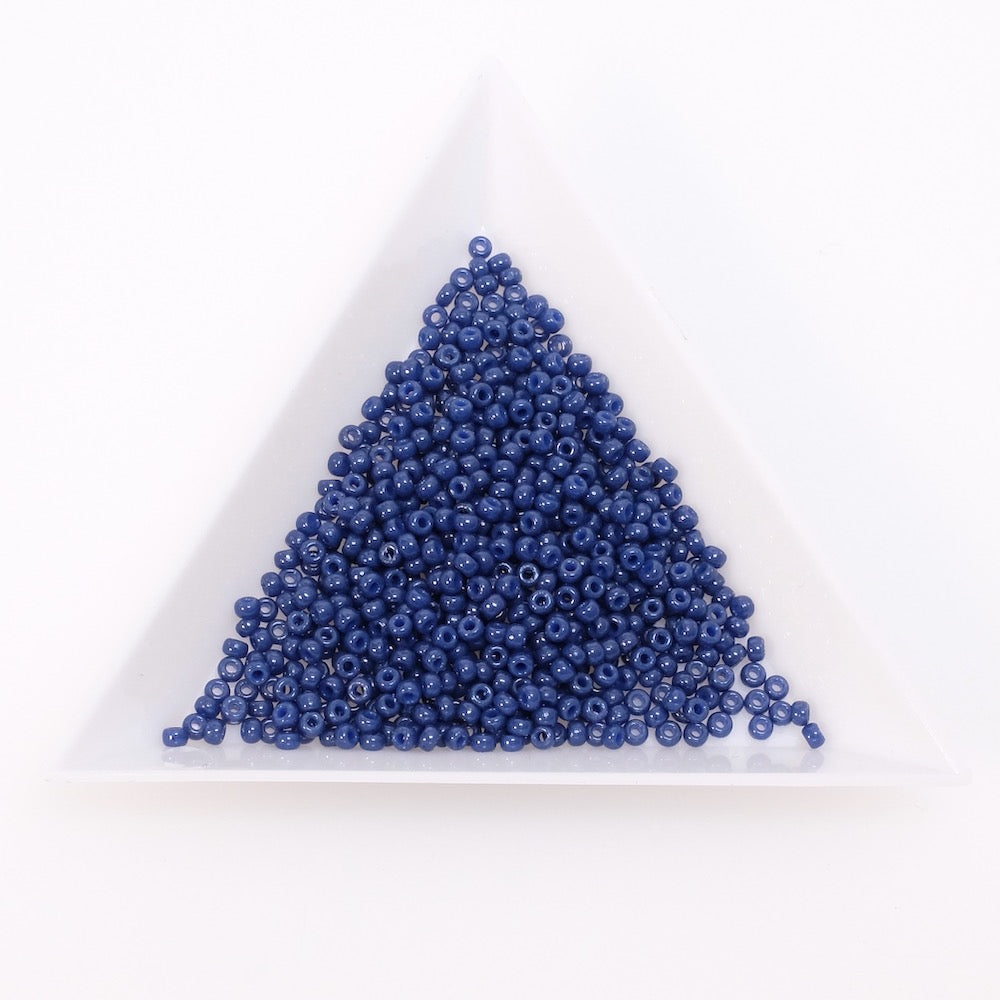 5 grams of Miyuki Rocailles 11/0 Seed Beads, Duracoat Opaque Dyed Navy Blue No. 4493