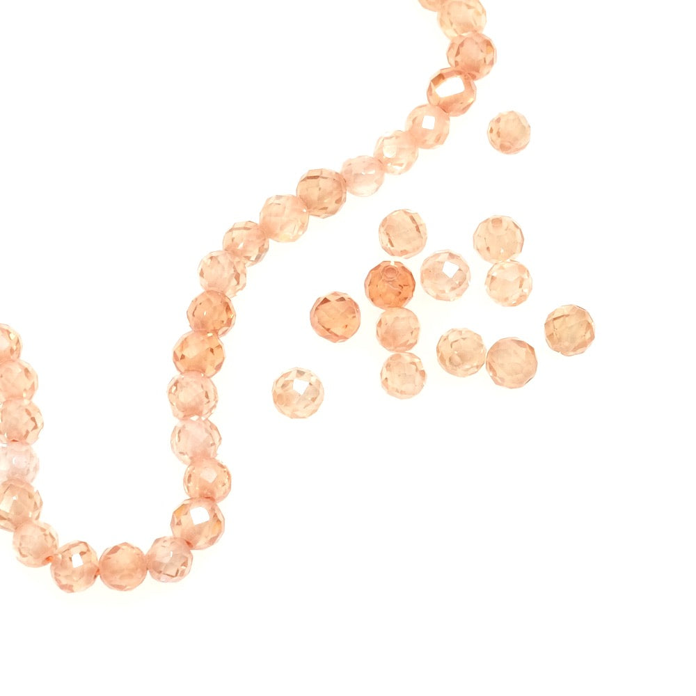 10 round faceted beads 4mm Zirconium Oxide Peach or Cubic Zirconia