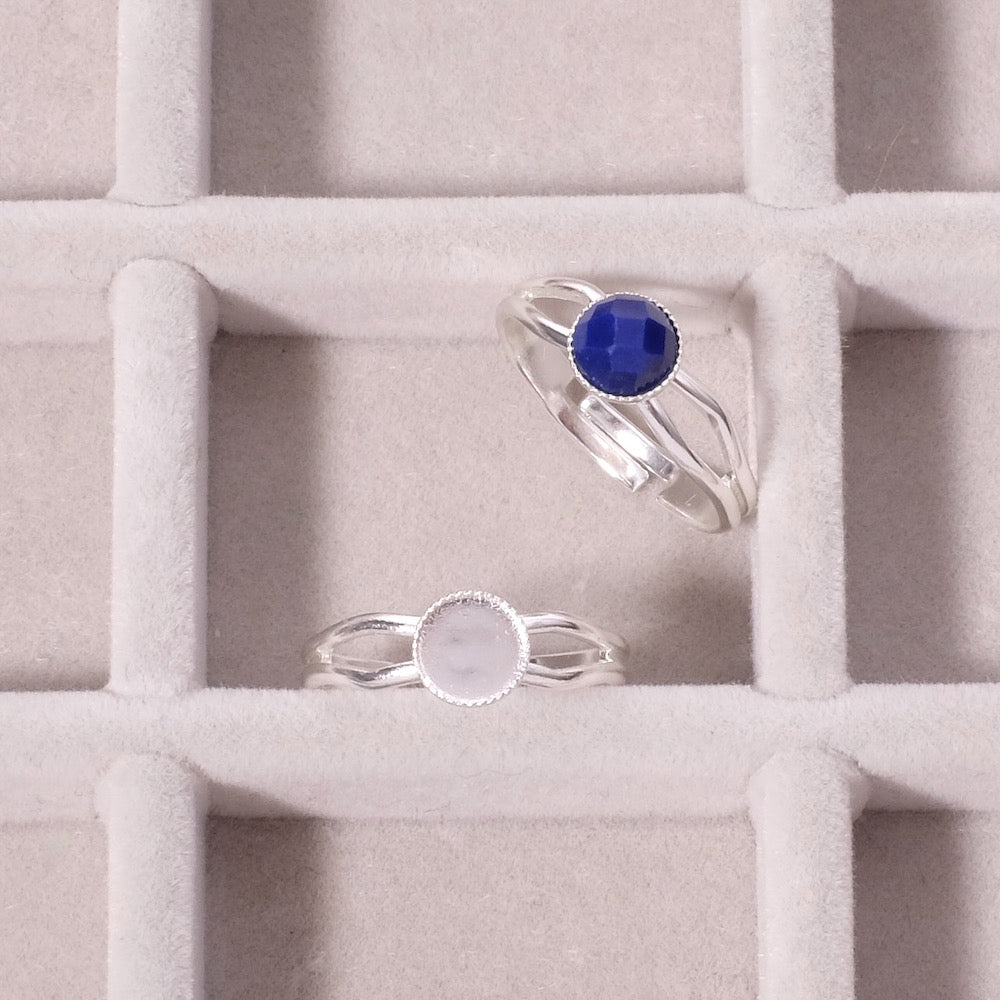 Adjustable Ring for 6mm Cabochon, 925 Sterling Silver Plated (3 microns)