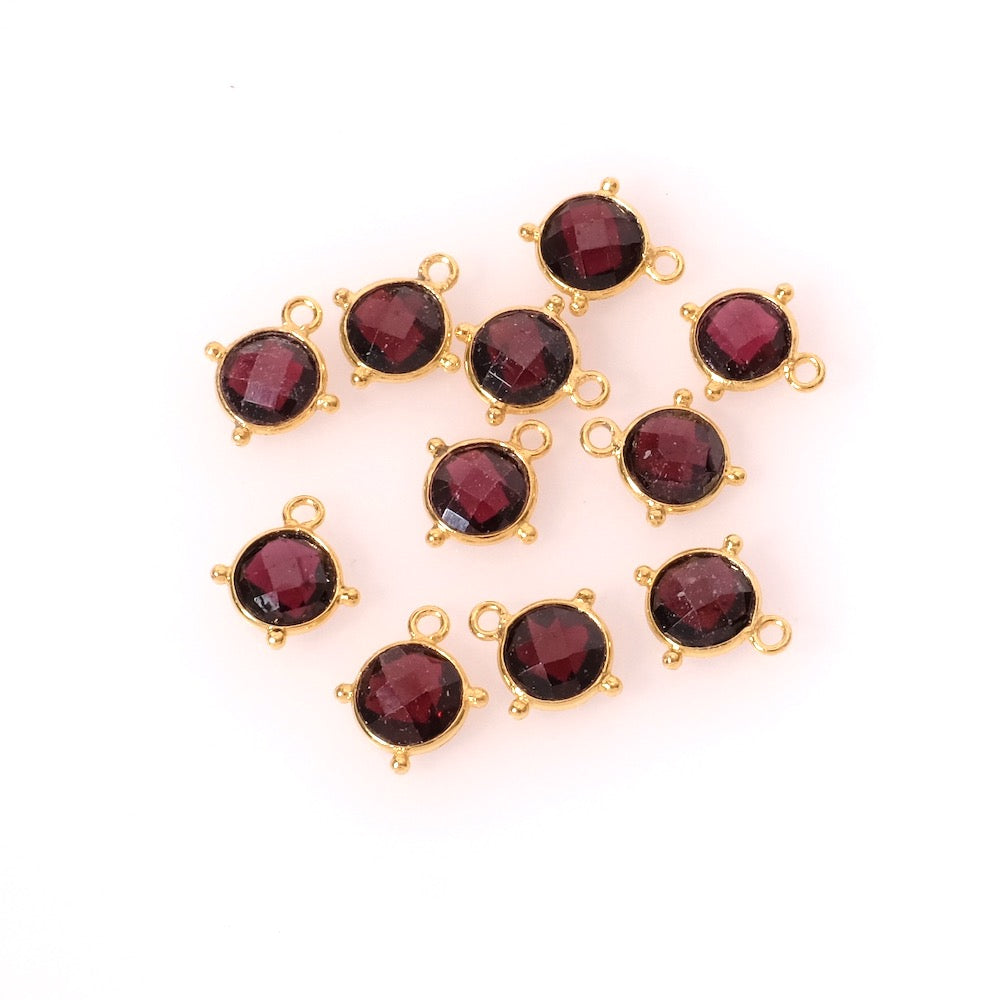 Round Bohemian Garnet pendant in 24K Premium gold-plated brass setting