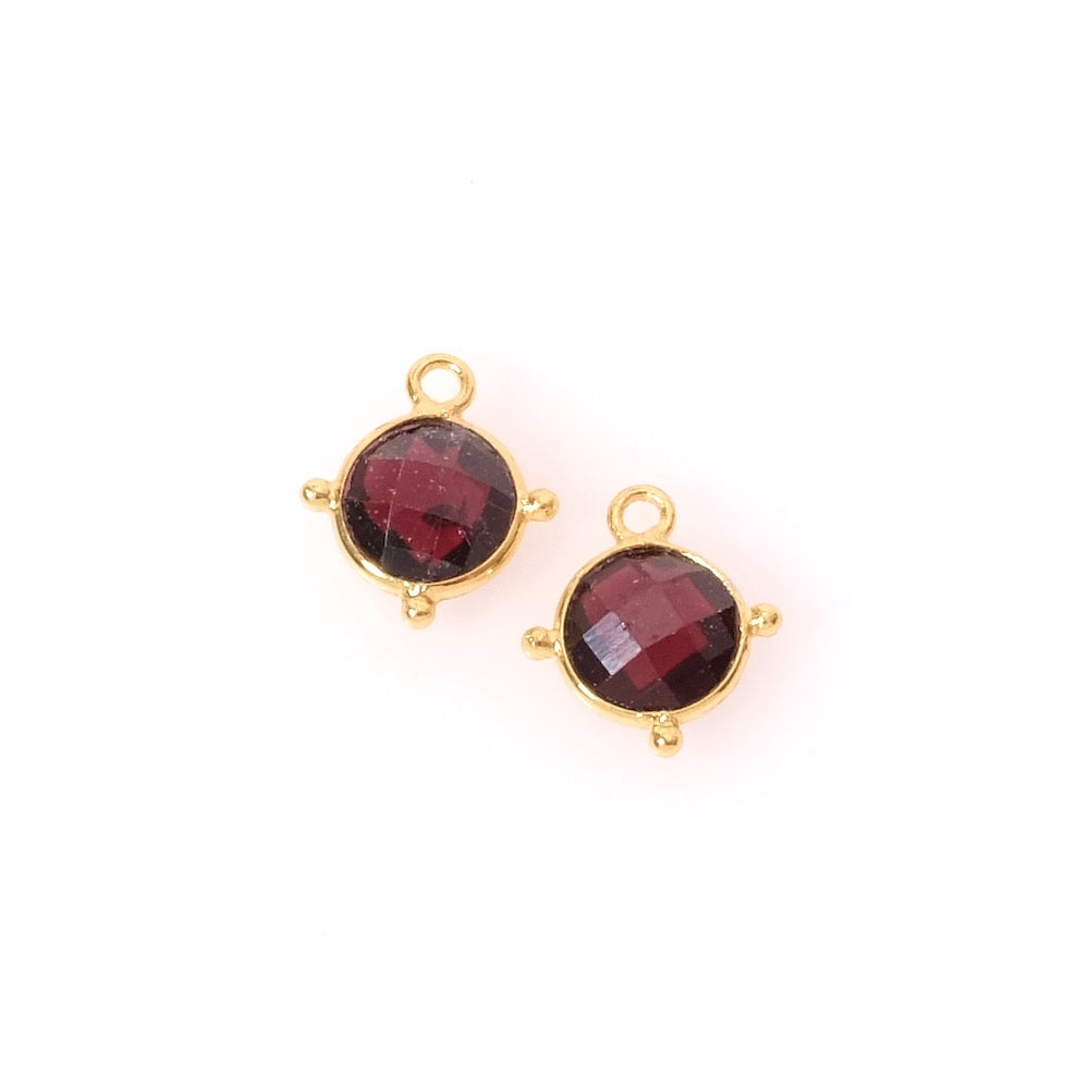 Round Bohemian Garnet pendant in 24K Premium gold-plated brass setting