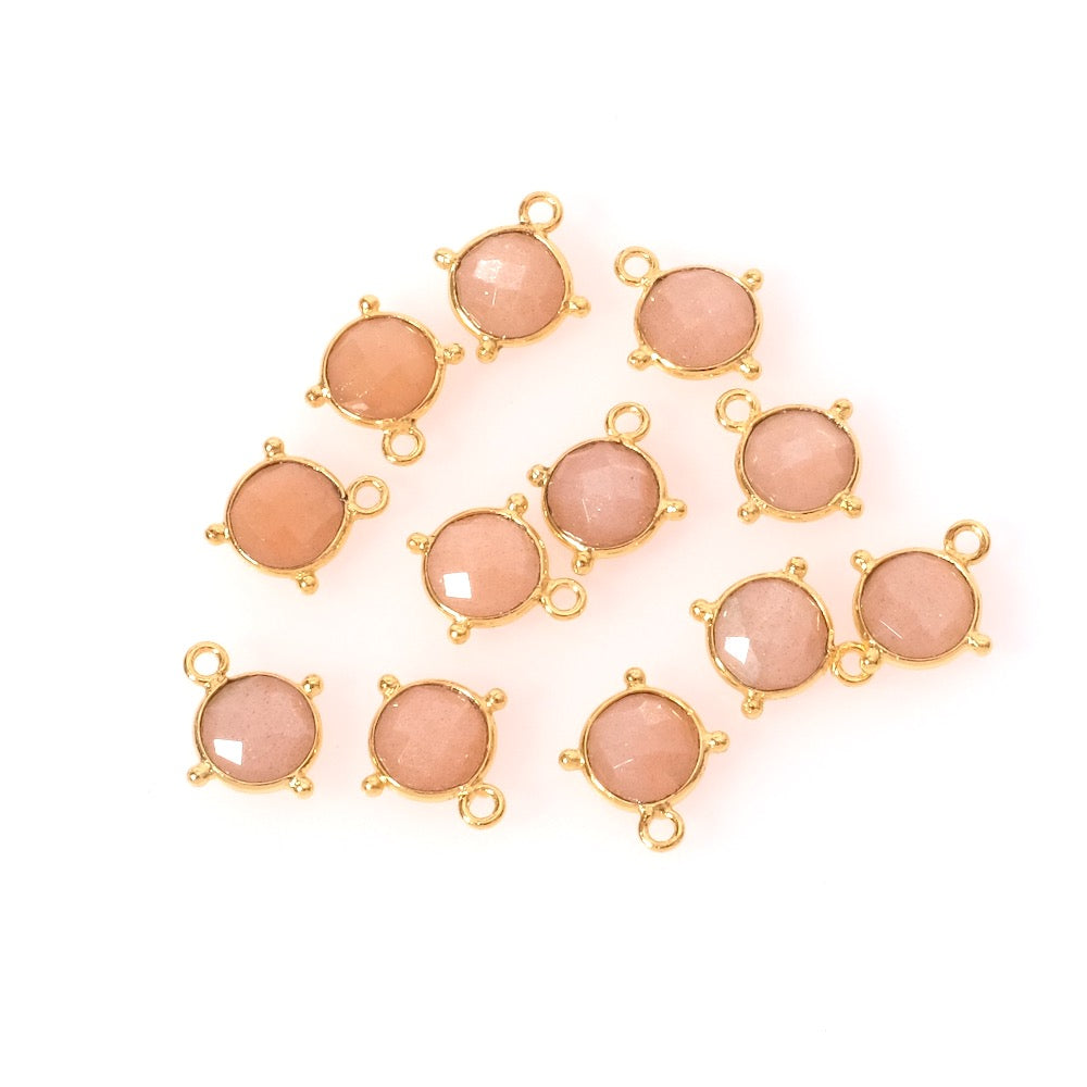 Round Bohemian Feldspar Moonstone pendant in 24K Premium gold-plated brass setting