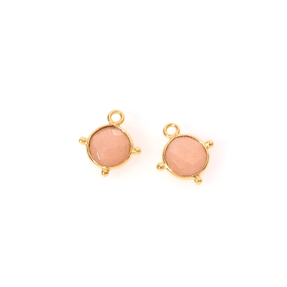 Round Bohemian Feldspar Moonstone pendant in 24K Premium gold-plated brass setting