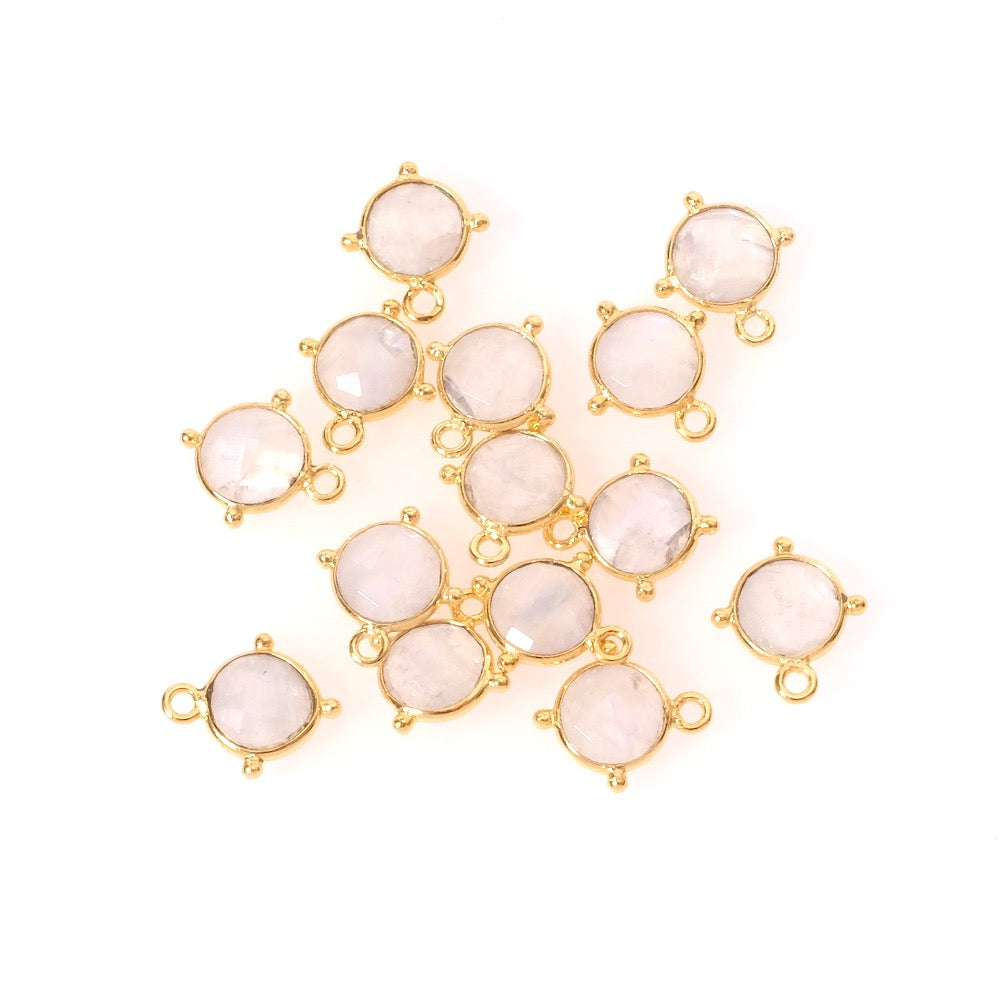 Round Bohemian Moonstone pendant in 24K Premium gold-plated brass setting