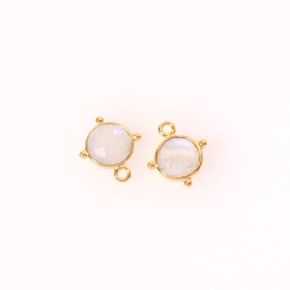 Round Bohemian Moonstone pendant in 24K Premium gold-plated brass setting