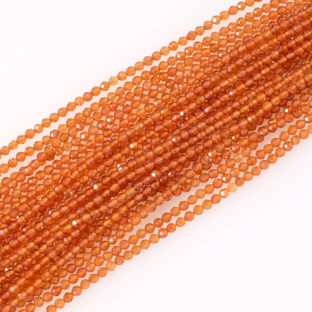 Strand of 2.5mm faceted garnet hessonite natural stone beads
