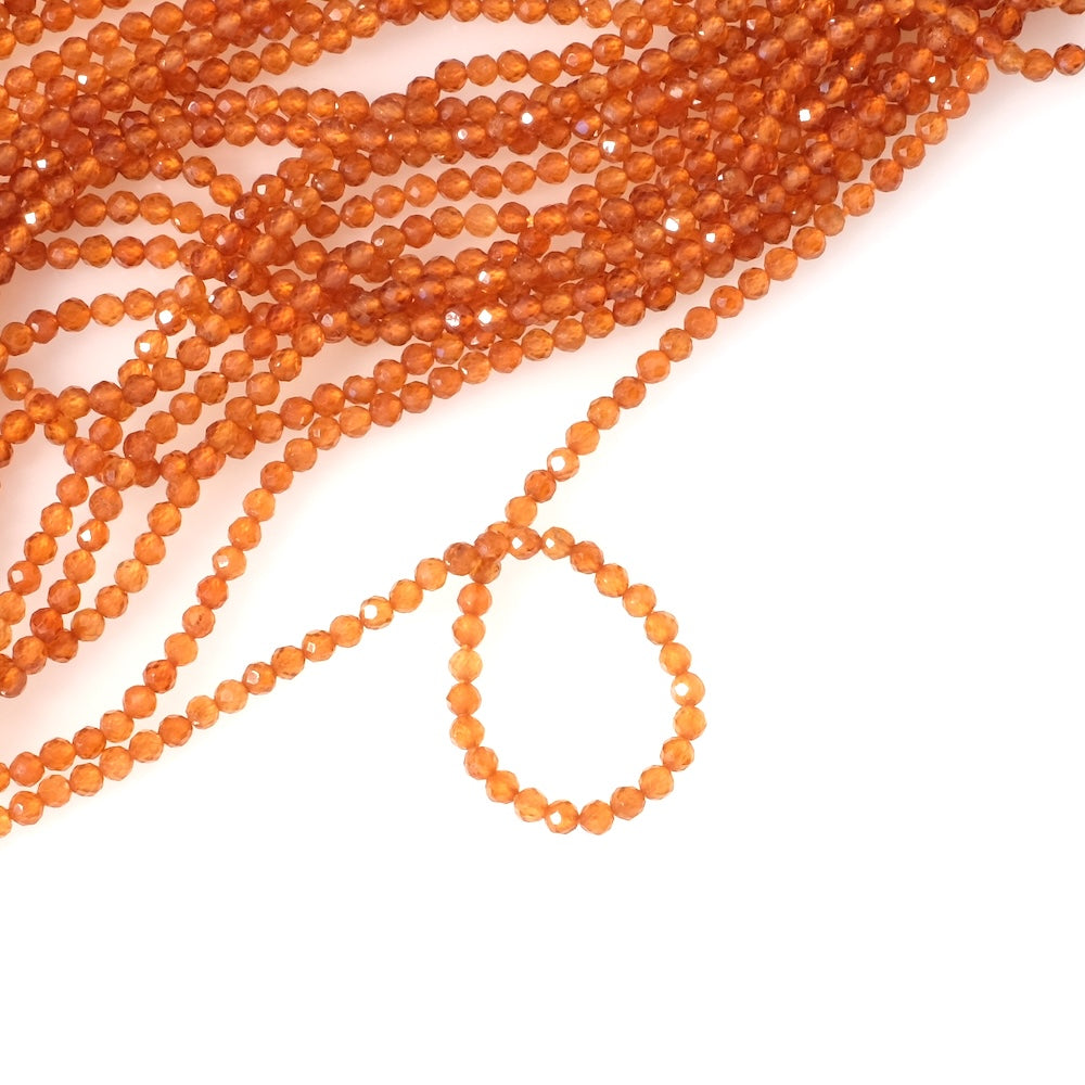 Strand of 2.5mm faceted garnet hessonite natural stone beads