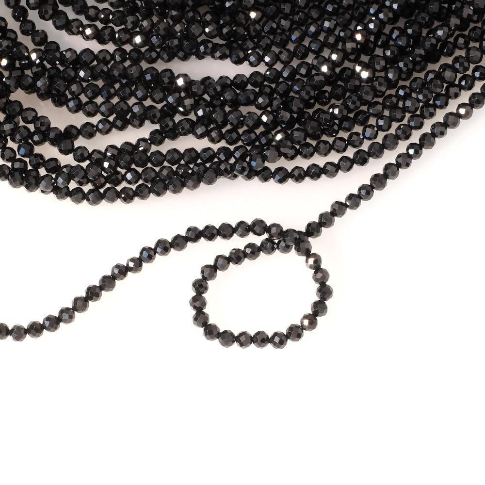 Strand of 3mm faceted natural Black Spinel beads