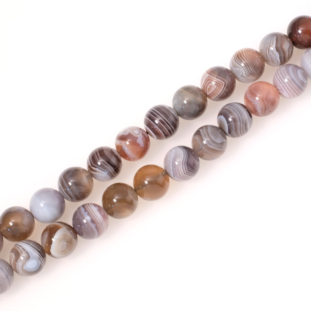 Strand of 12mm round Agate Botswana natural stone beads
