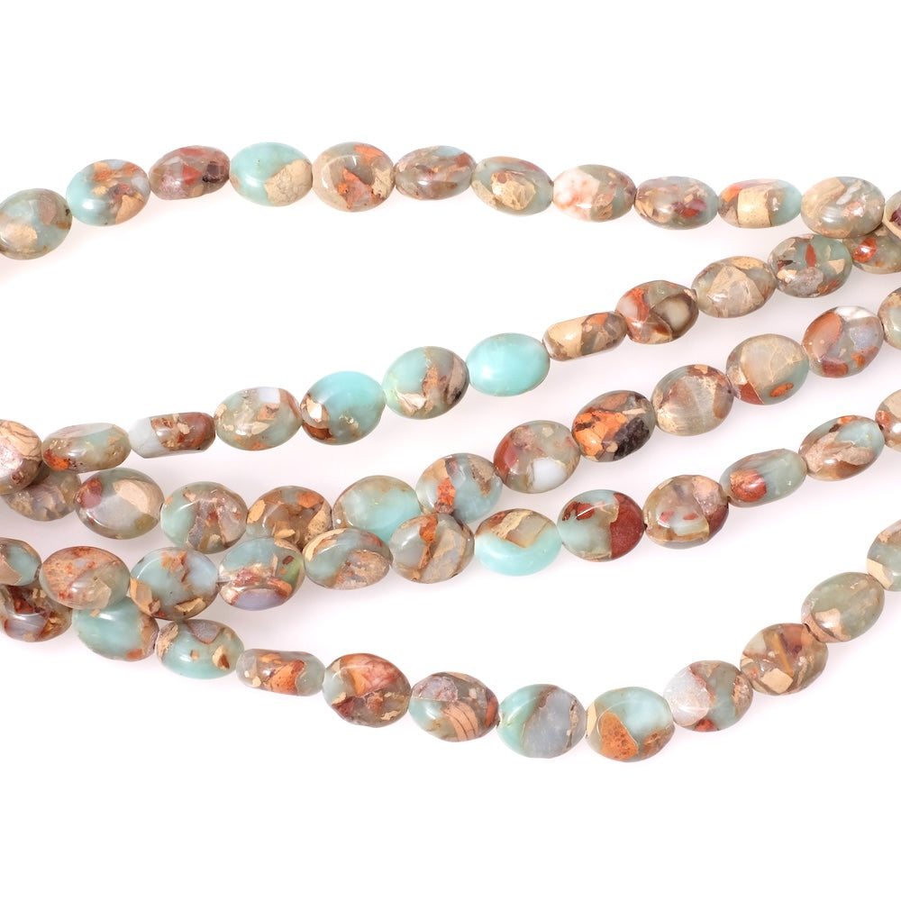 Strand of natural oval 8 x 10mm Jasper beads