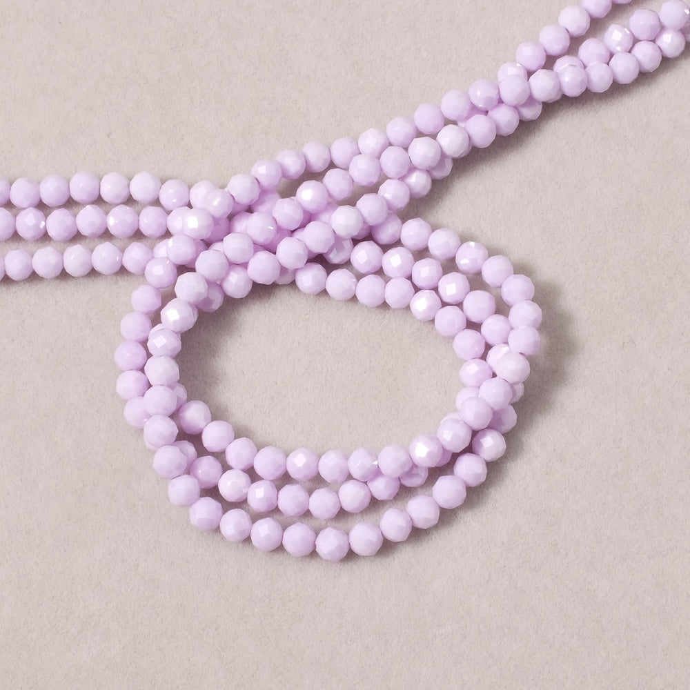 Strand of 3.4mm faceted round beads in Pastel Purple Zirconium Oxide or Cubic Zirconia
