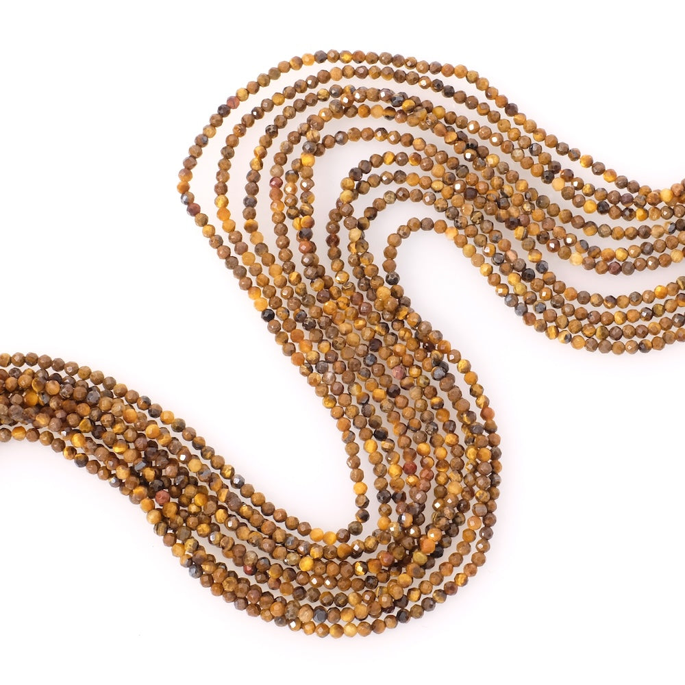 Fil perles oeil de tigre pour collier ras de cou