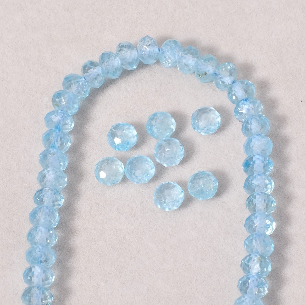 Strand of 4x6mm faceted natural Sky Blue Topaz beads