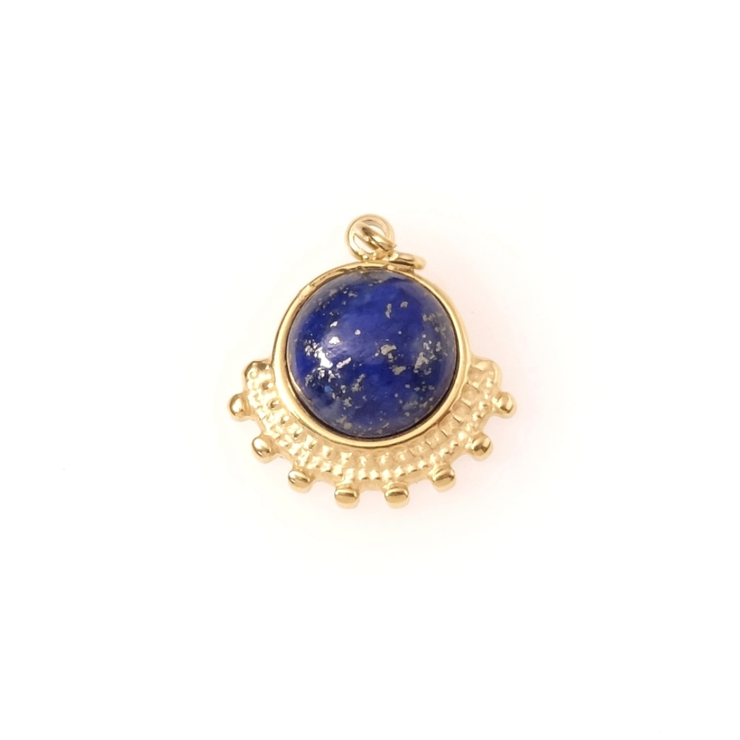 Bohemian Lapis Lazuli pendant in 14K gold-plated 304 stainless steel