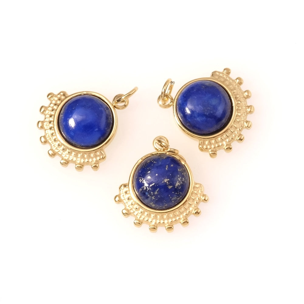 Bohemian Lapis Lazuli pendant in 14K gold-plated 304 stainless steel