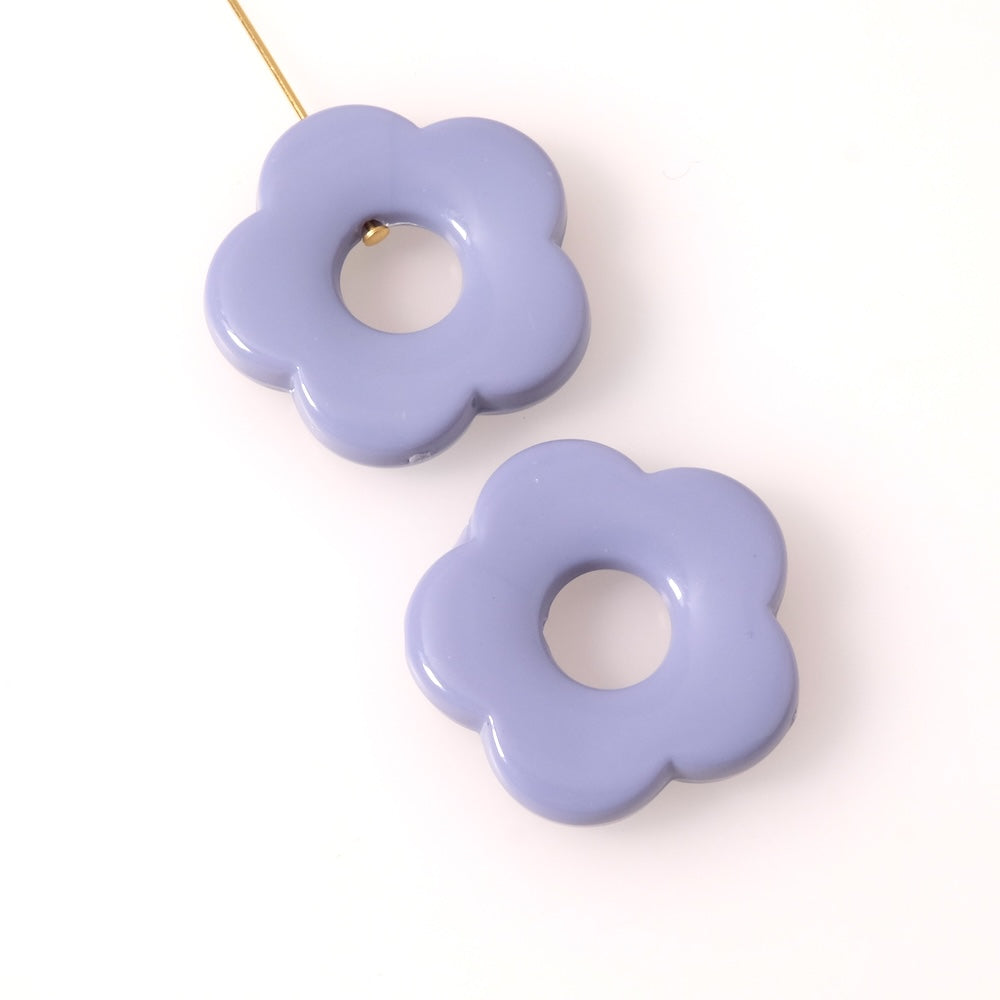 Opaque light gray acrylic flower bead, 27mm