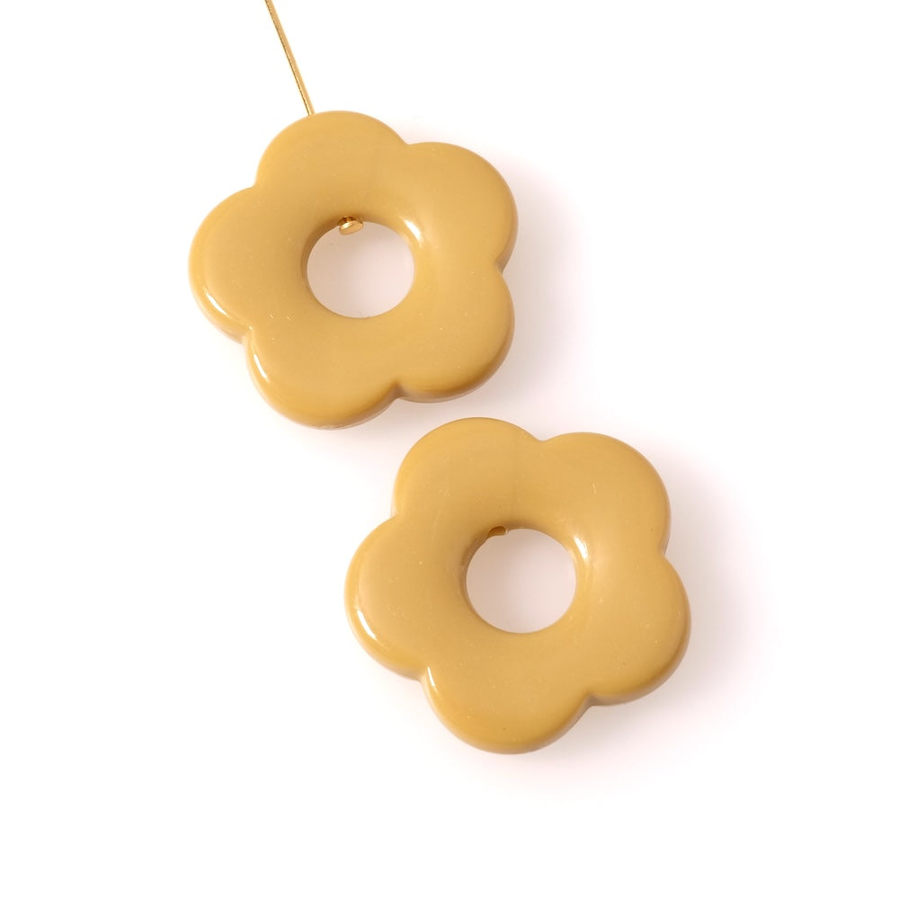 Opaque light khaki acrylic flower bead, 27mm