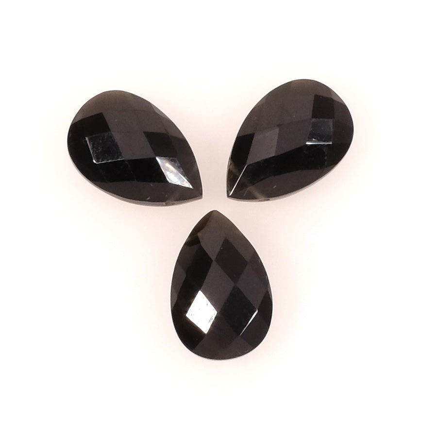 Faceted teardrop bead, 15 x 10mm in natural Obsidian