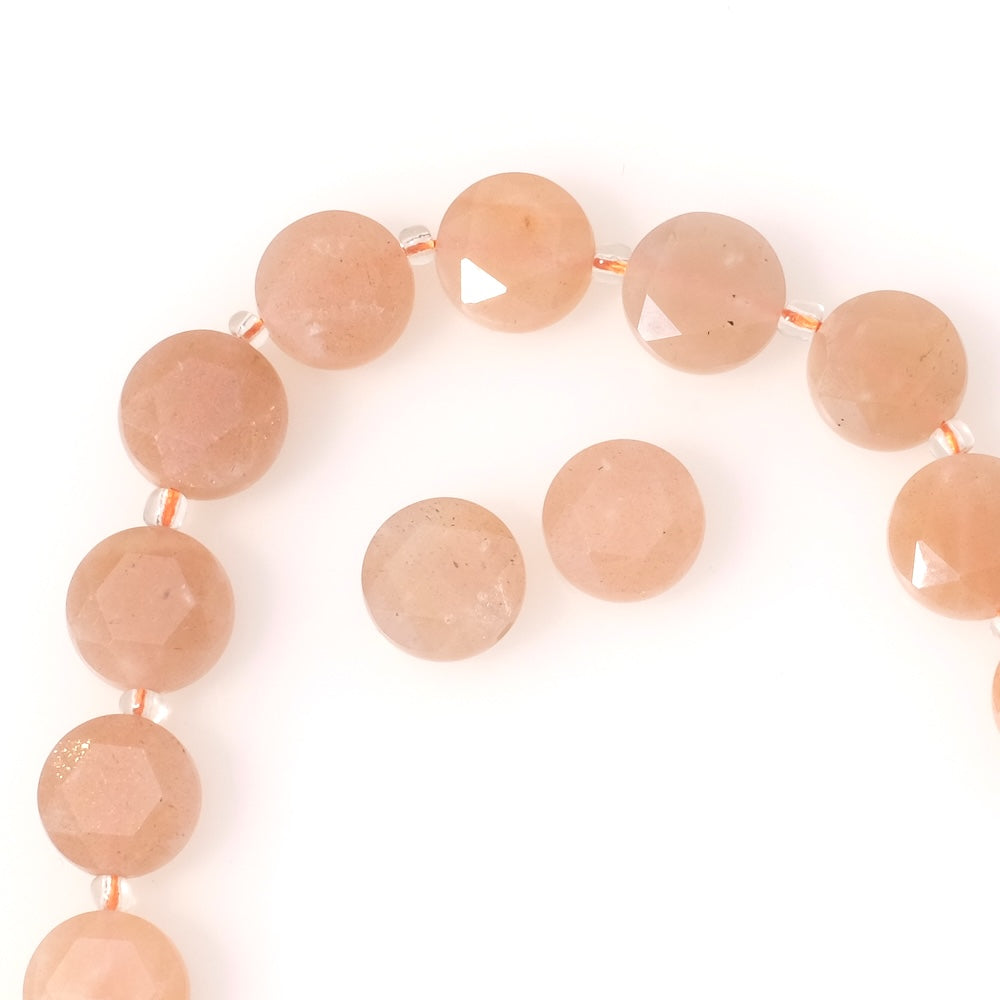 Strand of natural faceted palet beads 12mm Moonstone Feldspar