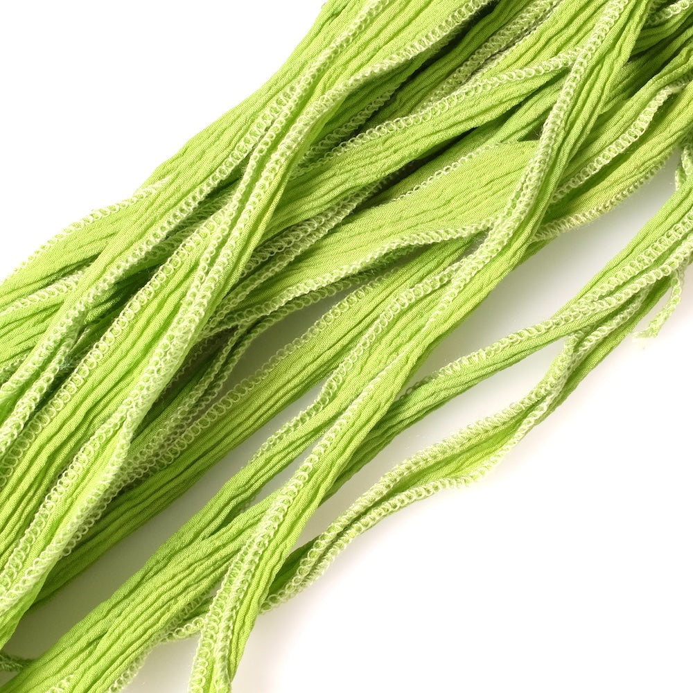 Hand-dyed silk ribbon, Lime Green