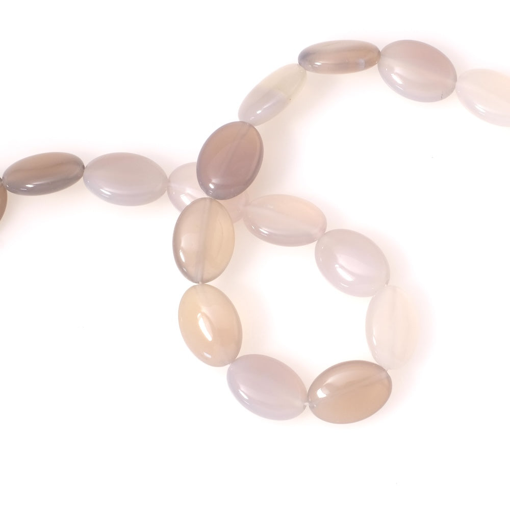 Oval 13 x 18mm beads in natural grey Agate
