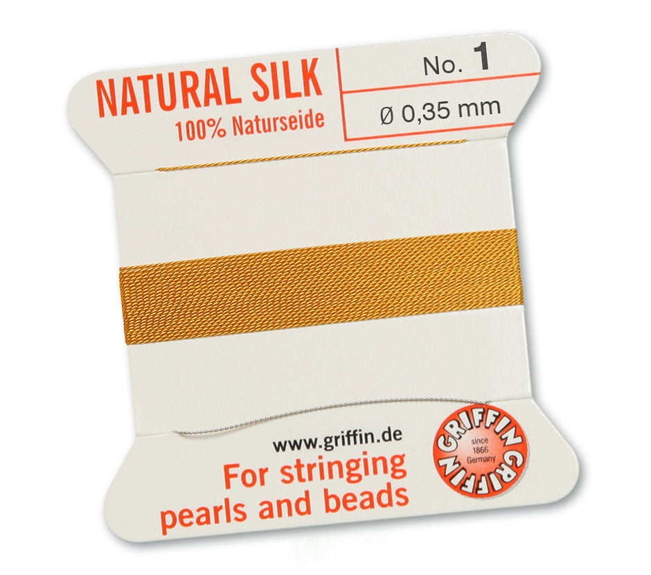 Griffin Natural Ochre Silk Thread 0.35mm with Needle, 2 meters