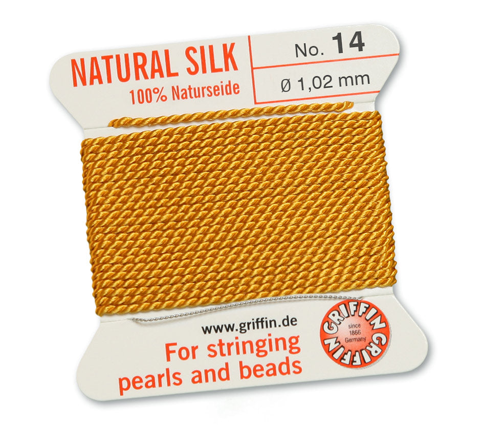 Griffin Natural Ochre Silk Thread 1.02mm with Needle, 2 meters