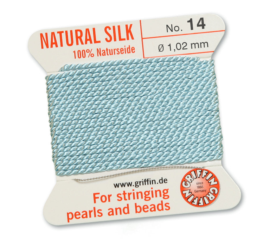 Griffin Turquoise Natural Silk Thread 1.02mm with needle, 2 meters