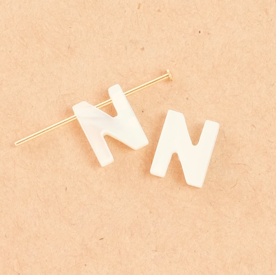 Pearl letter N in natural mother-of-pearl