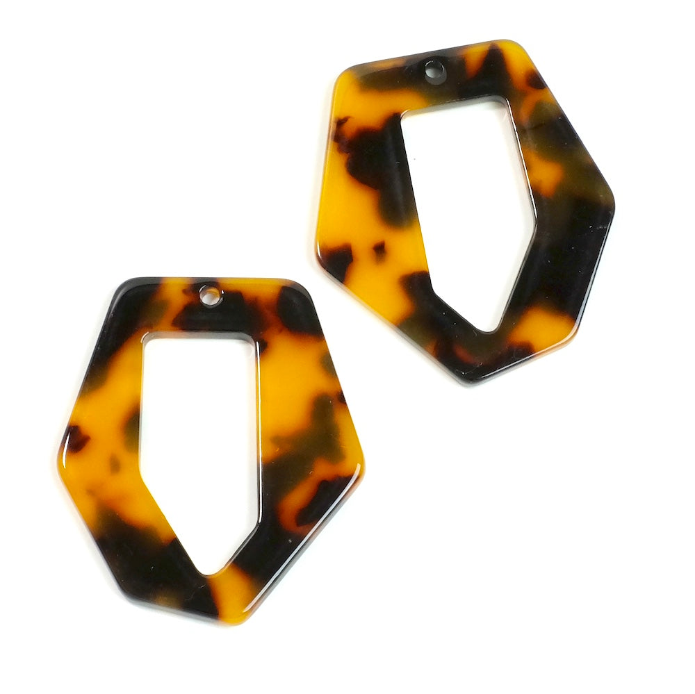 2 Oval pendants in brown acetate