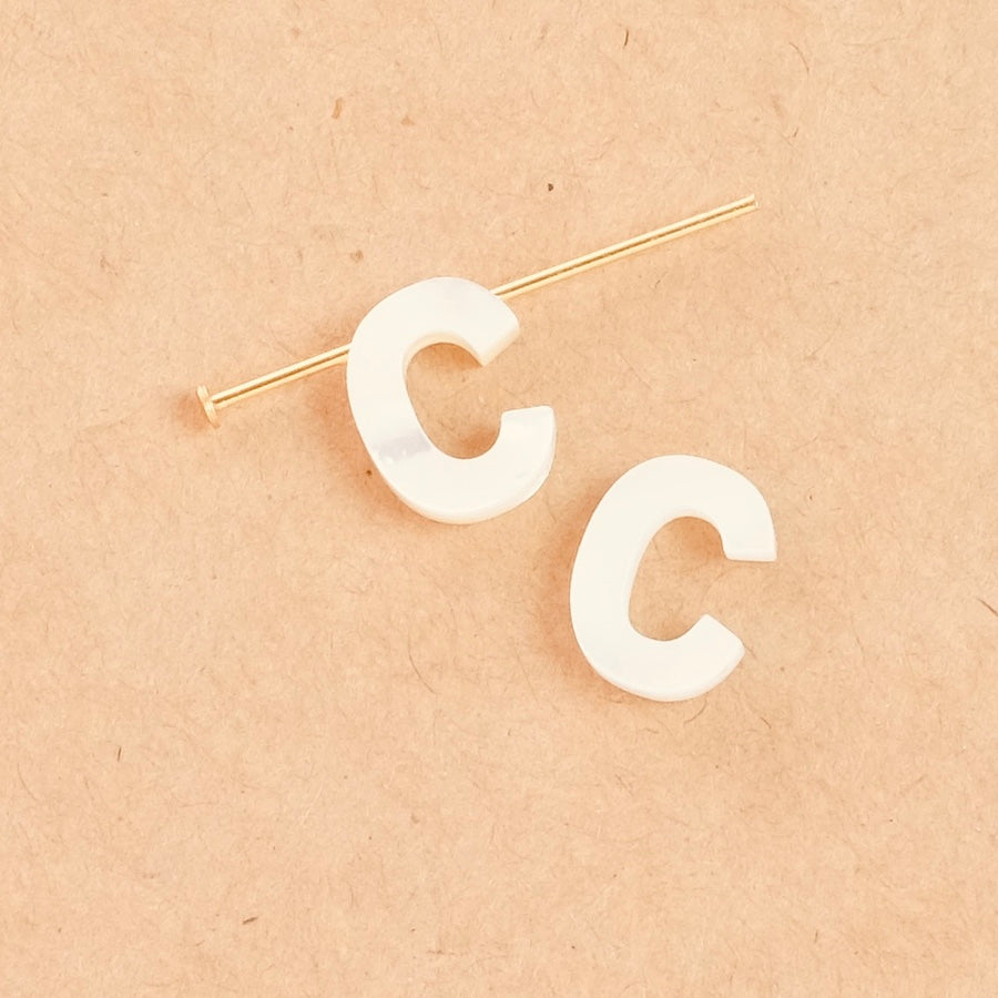 Pearl letter C in natural mother-of-pearl