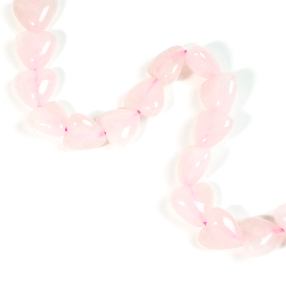6 natural rose quartz heart beads