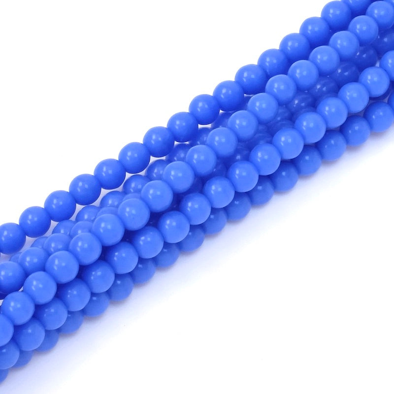 Strand of dark blue 4mm round Bohemian beads