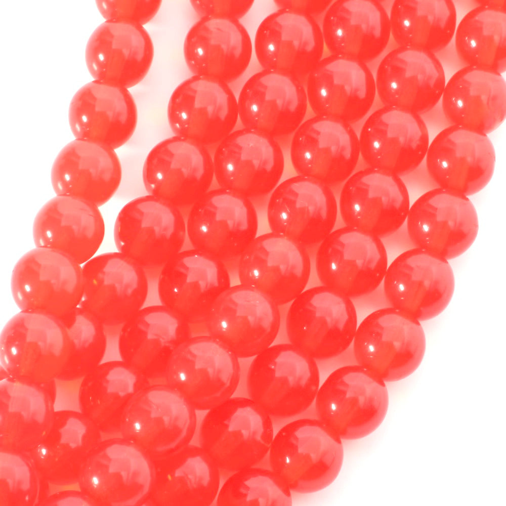Strand of transparent red 8mm round Bohemian beads