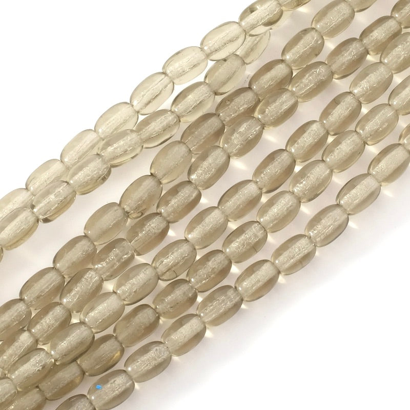Strand of oval Bohemian beads 6x4mm smoked transparent
