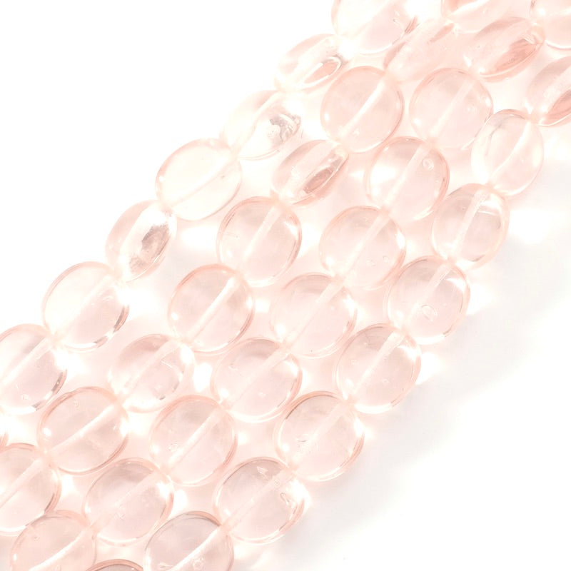 Strand of oval Bohemian beads 10x9mm pink