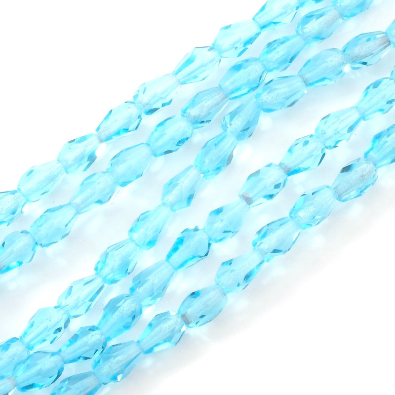 Strand of Bohemian drop beads 7x5mm blue