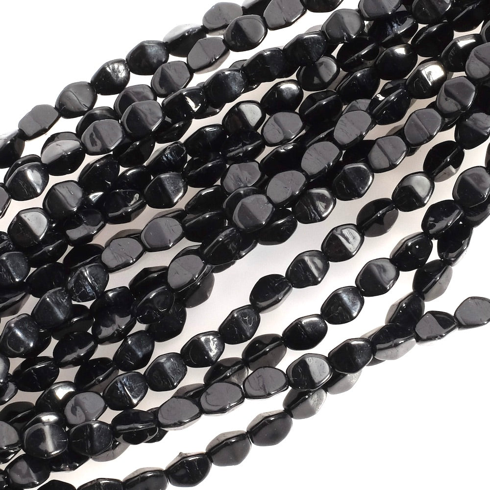 Strand of Bohemian Olives faceted beads 5mm black