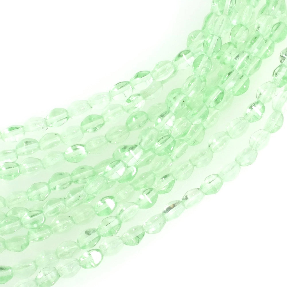 Strand of Bohemian Olives faceted beads 5mm light green transparent