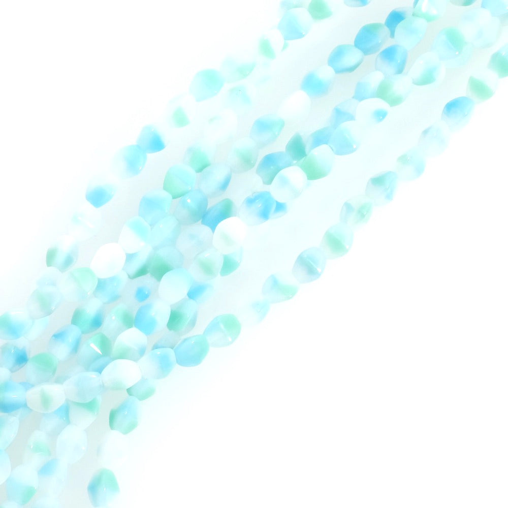 Strand of Bohemian Olives faceted beads 5mm shades of light blue