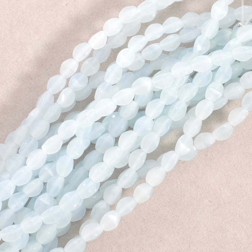 Strand of Bohemian Olives faceted beads 5mm light blue