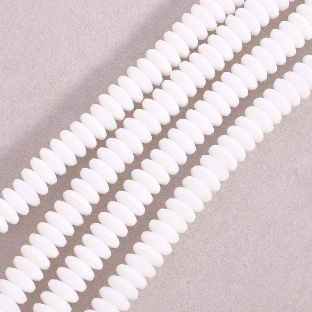 Strand of Bohemian Donuts beads 6x2mm white