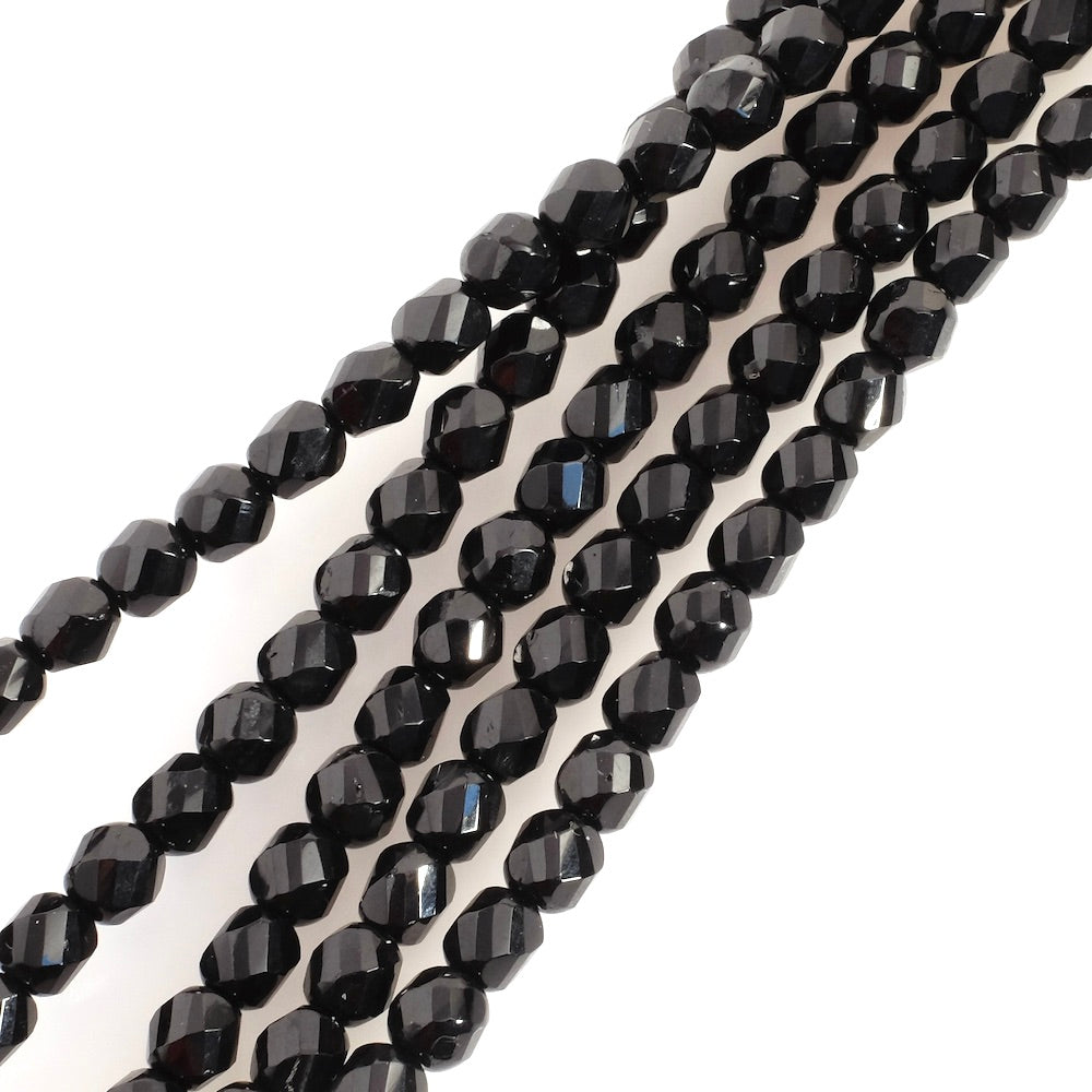Runde böhmische Perle Draht mit 6 mm schwarz