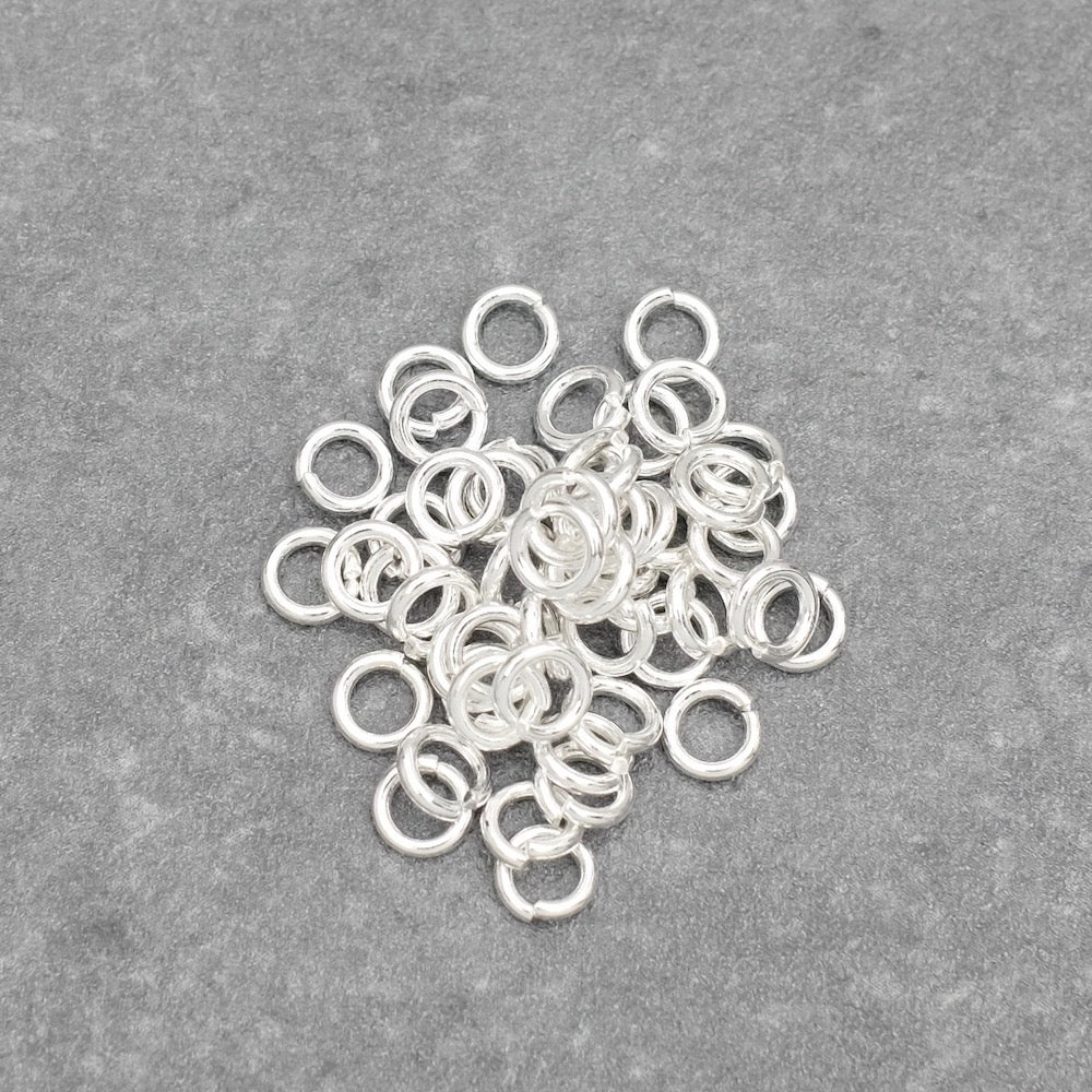 50, 5mm jump rings in 925 silver plated brass, Premium quality
