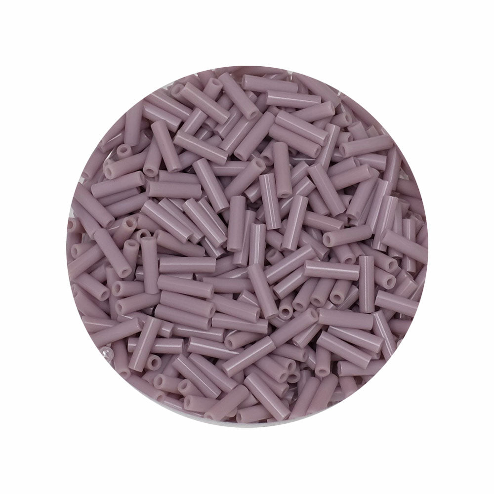 10 grams of Miyuki Bugles 6x1.7mm No. 0410 Opaque Mauve