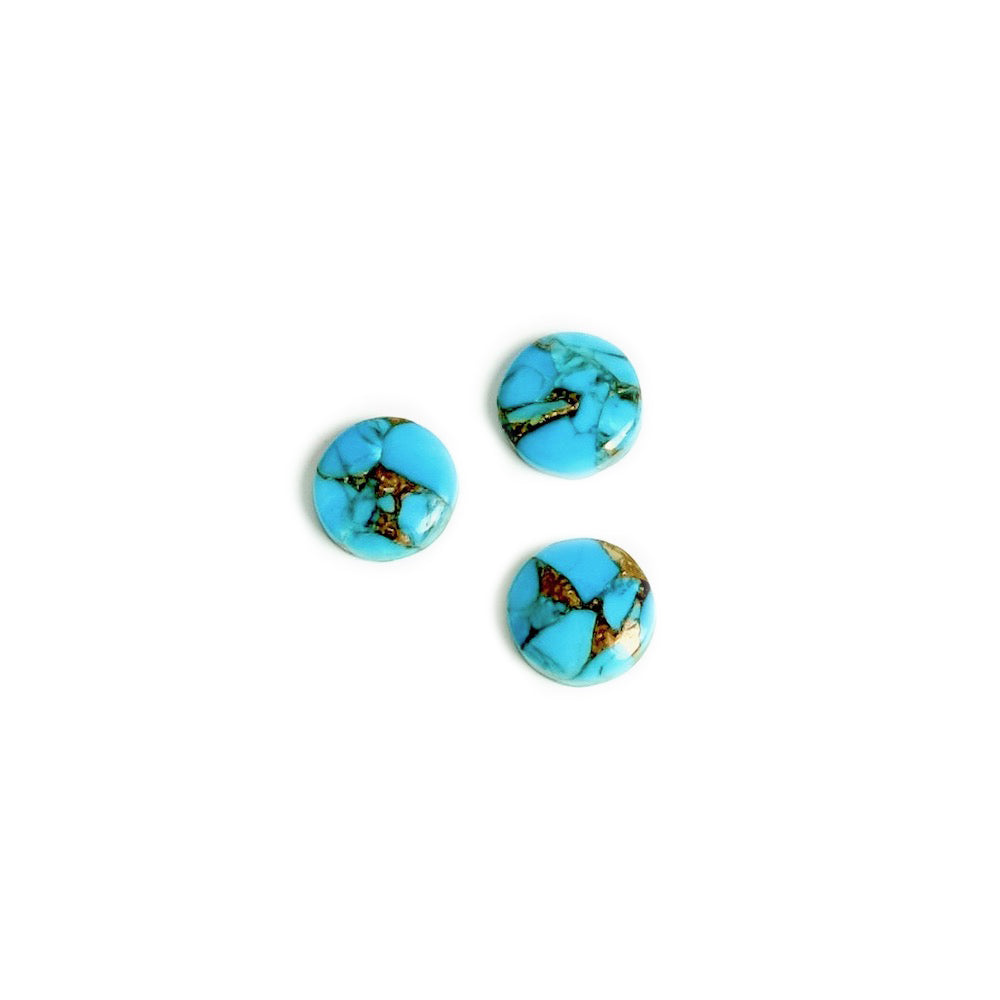 6mm Slim Round Copper Turquoise Stone Cabochon