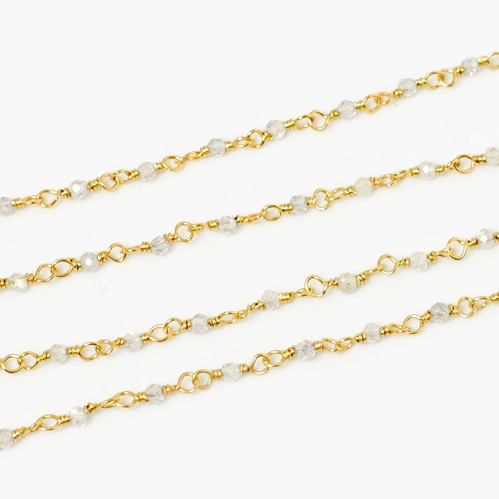 20cm Rosary chain in 2mm Labradorite with 24K Premium gold-plated brass