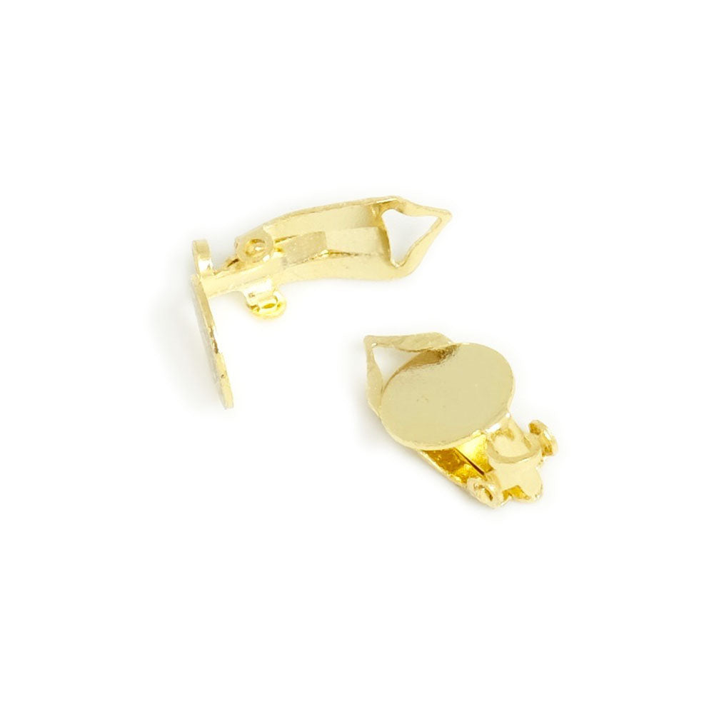 2 Clip-on earrings for gluing in 24K gold plated brass