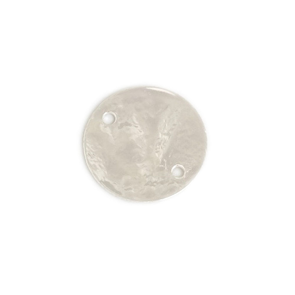 2 hammered round sequin connectors 15mm in 925 silver plated brass Premium