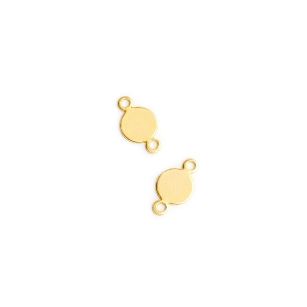 4 round connectors 5mm in 24K gold-plated brass